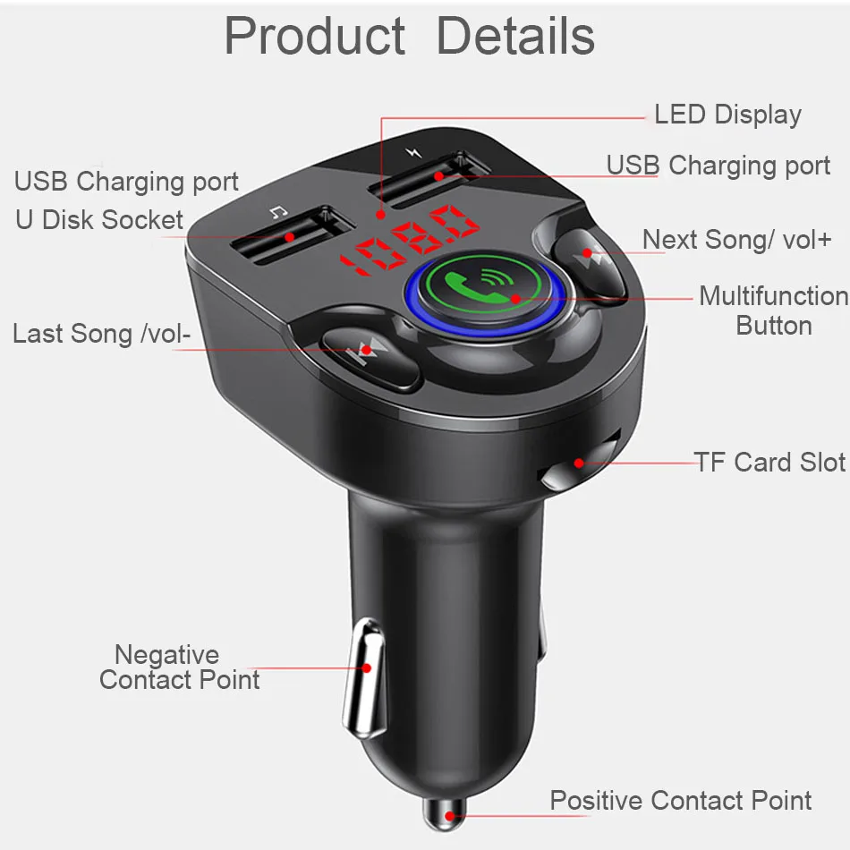 JINSERTA Smart 5,0 чип Bluetooth Автомобильный Mp3 плеер fm-передатчик аудио адаптер Поддержка TF карта U диск Громкая связь