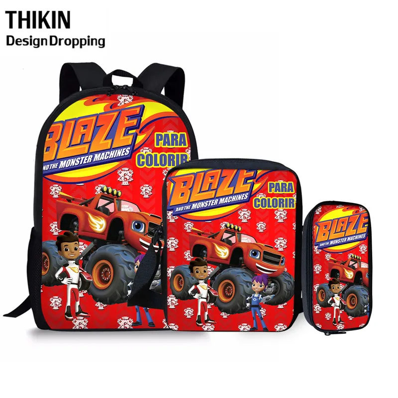 THIKIN/популярный рюкзак для мальчиков с рисунком из мультфильма «Блейз и машины монстров»; детские школьные сумки; дорожная сумка для детского сада