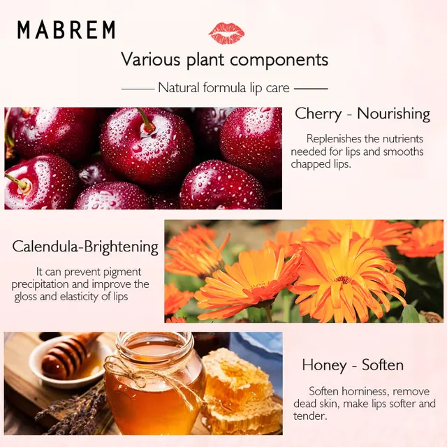3PCS Lip Mask Night Sleep Maintenance Moisturizing Lips Balm Cherry Flavor Nourish Relieve Dryness Protect Lips