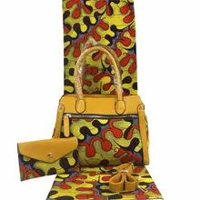 Африканская восковая Сумочка, набор, африканская восковая сумка с настоящей голландской вощеной тканью, 6 ярдов, хлопок, для женской сумки