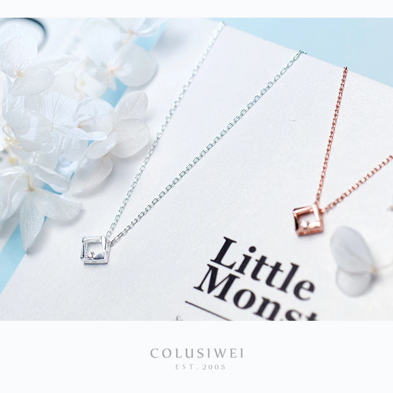 Colusiwei, настоящее, 925 пробы, серебряное, Геометрическая, квадратная форма, короткое ожерелье для женщин, чокер, цепь, роскошная бижутерия, аксессуары