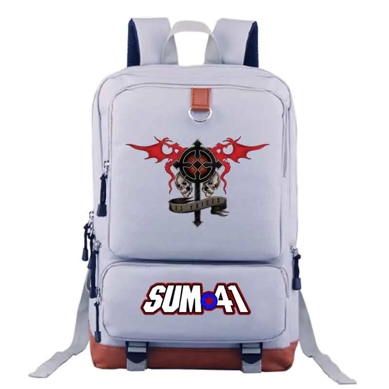 style1 Gray Sum41 band Рюкзак Студенческая Школьная Сумка Повседневный рюкзак для мужчин и женщин рюкзак для ноутбука рюкзак - Цвет: style1 Gray