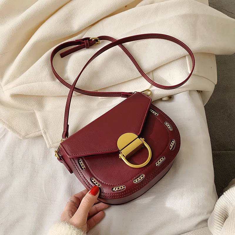 

2020 New Style Fashion-Style Semi-Circular Saddle Bag Korean-style Versatile Lock WOMEN'S Bag Cool Broadband Shoulder Bag