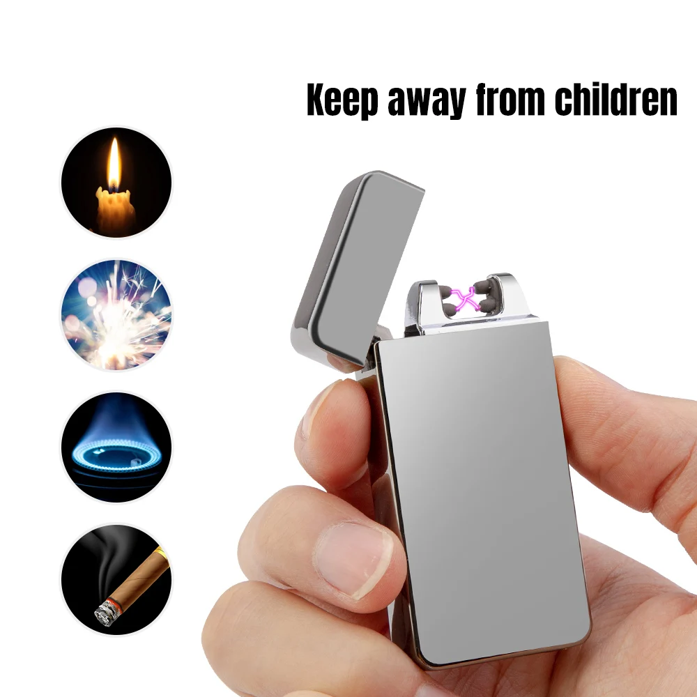 USB электрическая зажигалка для сигарет плазменной двойной дуги Электронная зажигалка ветрозащитный металлические зажигалки Перезаряжаемые Для мужчин гаджеты
