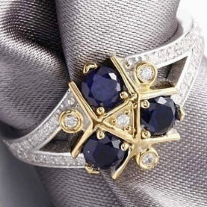 Fashion Natural Gemstone Sapphire Promise Wedding Ring Anniversary Ring Size 6-10 wedding rings engagement rings