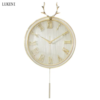 

Light Luxury European Style French Deer Head Wall Clock Clock Mute Living Room Entrance Dining Room Wall Decoration Clock