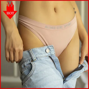 

Sexy Women Cotton Panties G-string Thongs Underwear Seamless Female Breathable Panty Low Waist Lady Intimates Letter Soft Tanga