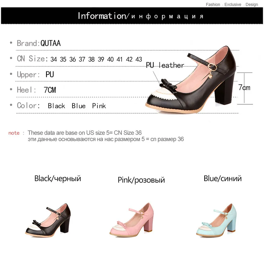 Женские туфли лодочки QUTAA розовые повседневные с пряжкой и бантом подходят к