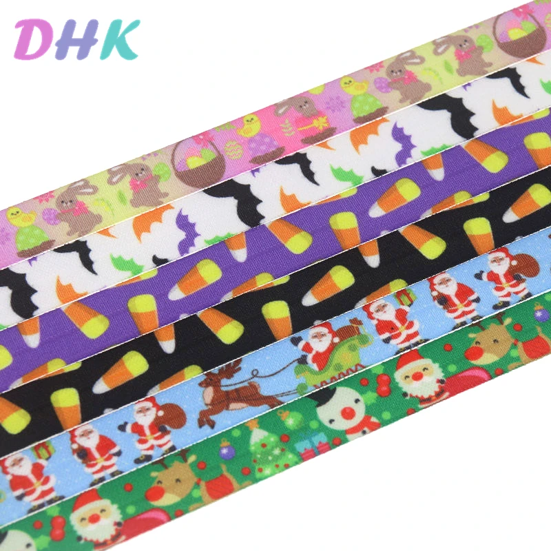 DHK 5/8 '✐ ярдов Рождество Пасха Хэллоуин принт складная эластичная лента