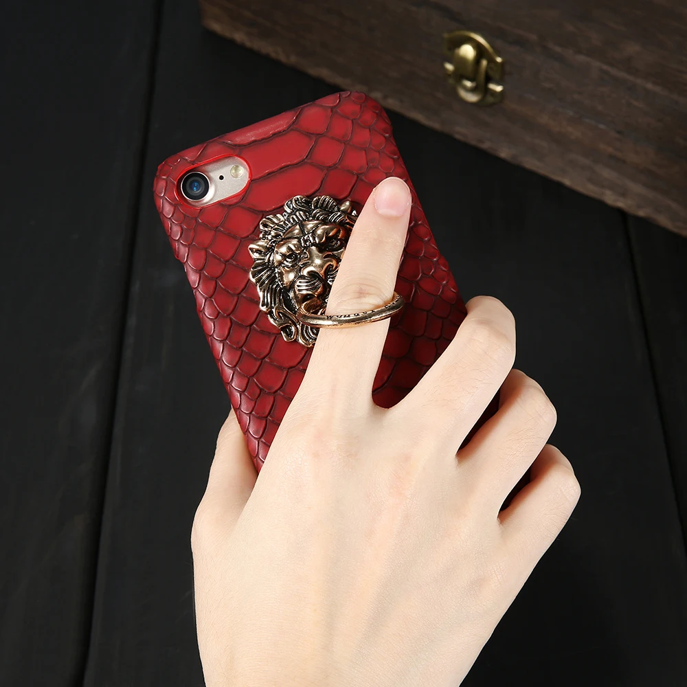 KISSCASE кольцо Лев держатель телефона чехол для iPhone 7 8 Plus X XS 6 6S роскошные кожаные