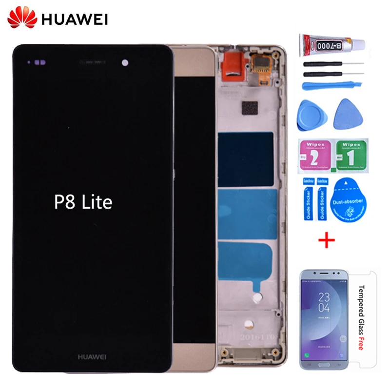 Koop 100% Origineel Voor Huawei P8 Lite ALE L21 Lcd Touch Screen Digitizer Vergadering Met frame OF Voor P8 lite lcd zonder frame