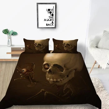 

Cartoon Bedding Set Skeleton Creative Scary 3D Duvet Cover Fashion King Queen Twin Full Single Double Unique Design Bed Set