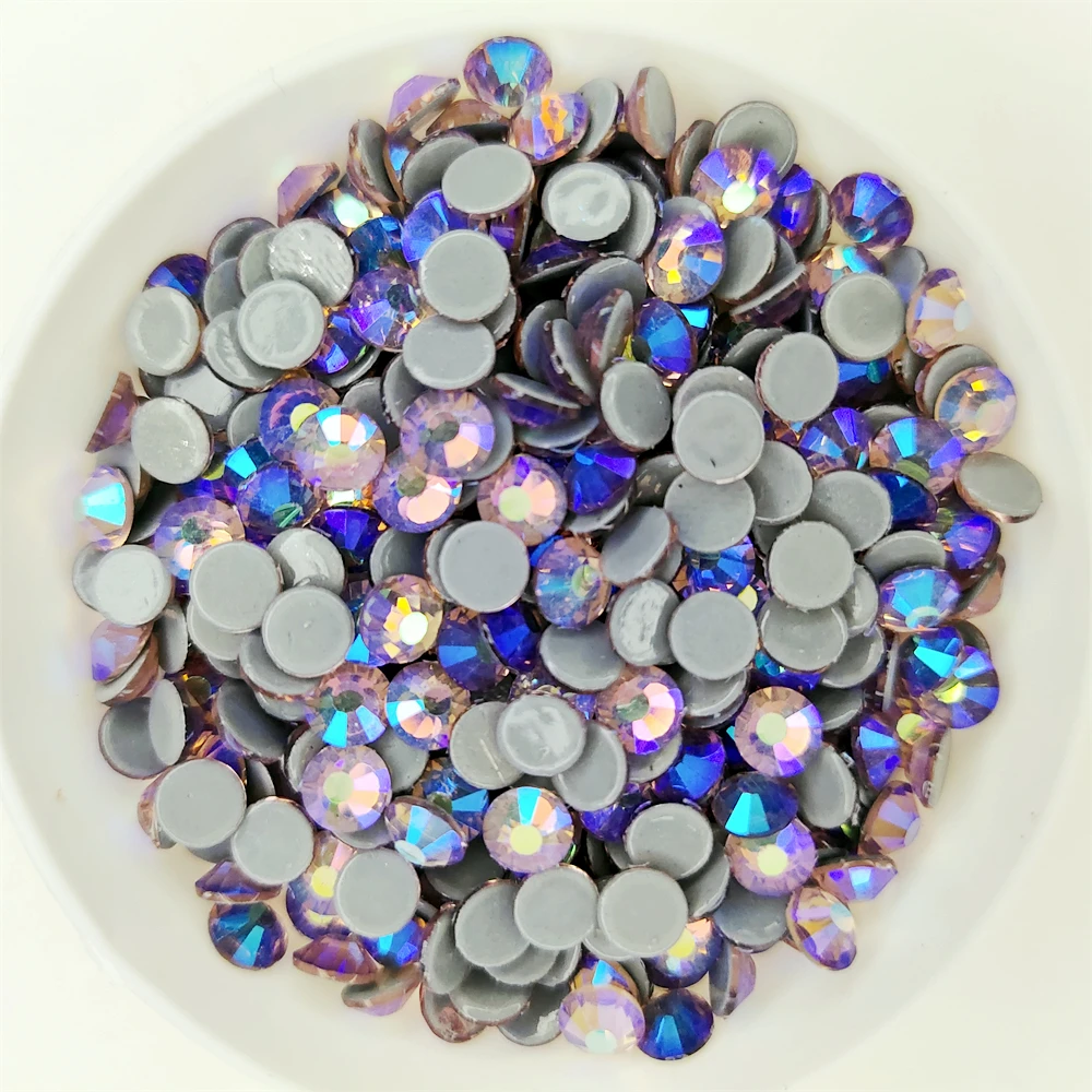 All Size Color AB Top Quality Crystal Glass Super Bright Hot Fix Rhinestone Strass Hotfix Iron On Rhinestones for Fabric Garment 