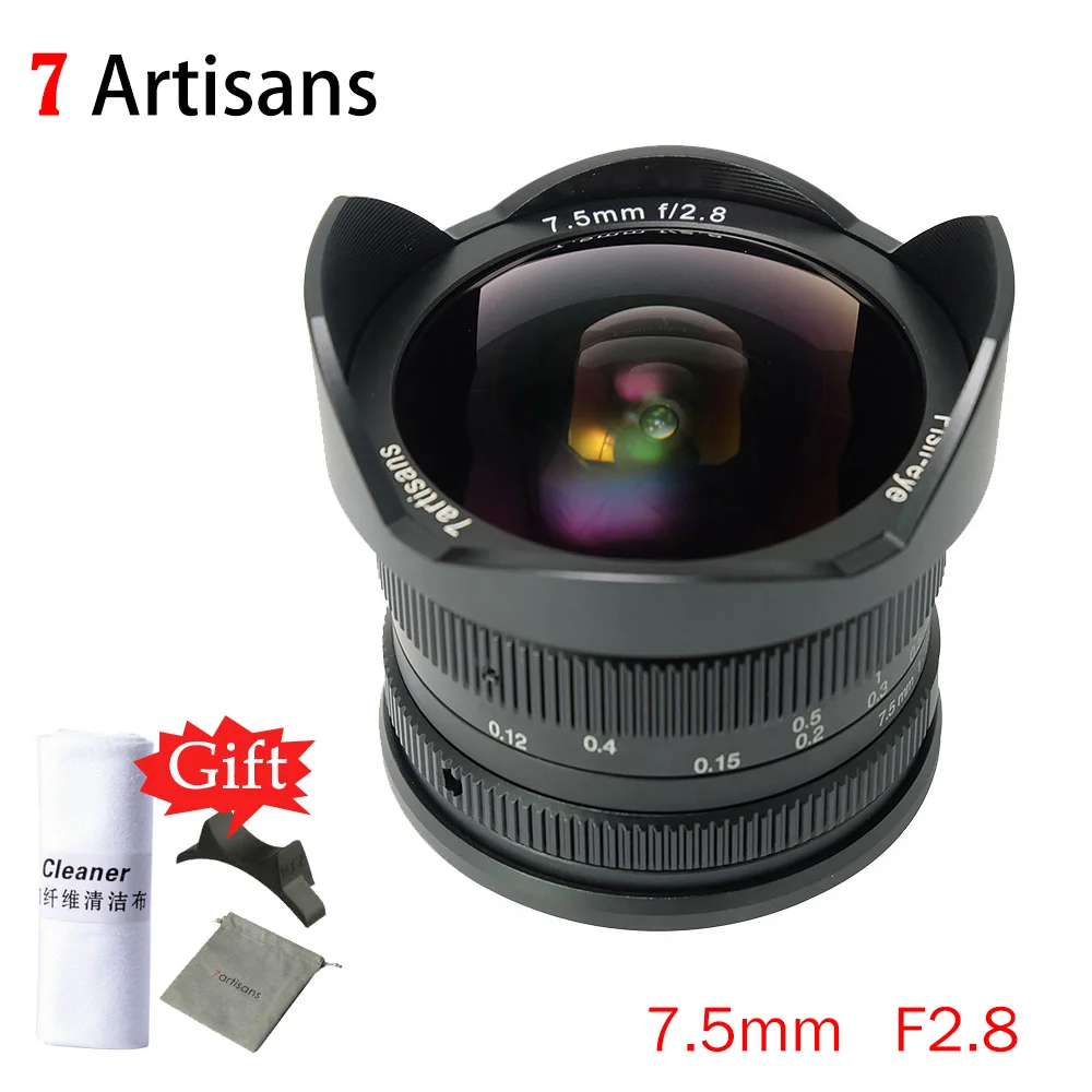 Ручной Объектив fisheye 7artisans 7 5 мм f2.8 объектив с фиксированным праймером 180 для
