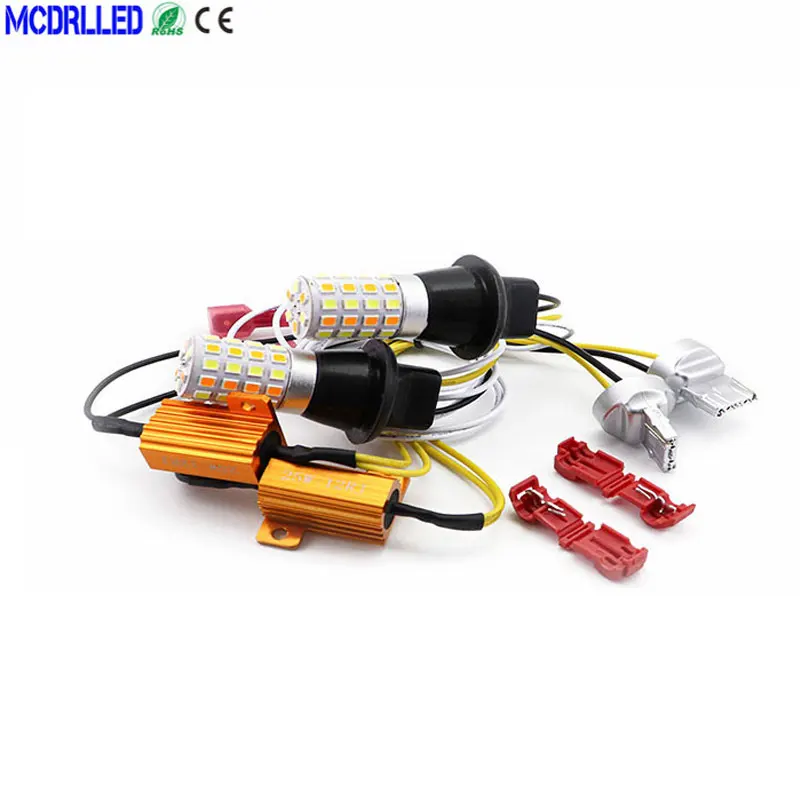 Двойной Цвет 7440 Canbus Smd 54 светодиода T20 W21w Wy21w дневные ходовые огни светильник режим