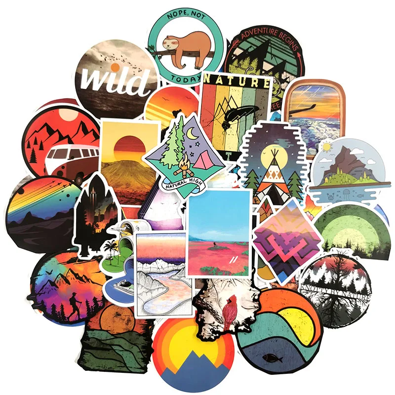 50 Pcs/set Adventure Travel Stickers For Motorcycle Phone Skateboards Laptop Luggage Bicycl Car Climber Naklejki Toy Stickers
