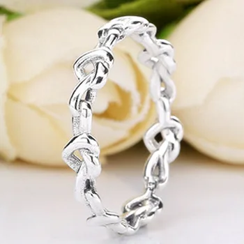 

Original Knotted Hearts Emotional Bonds Rings For Women 925 Sterling Silver Ring Wedding Party Gift Fine Pan Jewelry