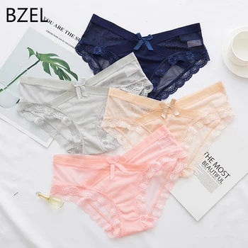 

BZEL New Arrival Women's Underwear Sexy Lace Panties Women's Lingerie Solid Leisure Underpants Big Size Lingerie Briefs XL 2020