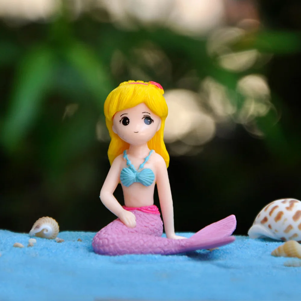 

1PC Resin Miniature Mermaid Figurines Ornament Micro Landscape Cake Dollhouse Fairy Garden Princess Home Decor