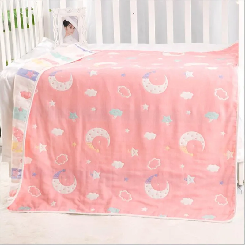Muslin Baby Blankets Children 6 layers Gauze Cotton Soft Quilt Newborn Infant Swaddle Towel Kids Bath Towel 110*110cm 4