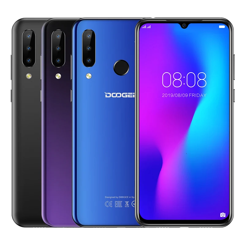 DOOGEE N20 смартфон 6," 4 Гб ОЗУ 64 Гб ПЗУ отпечаток пальца 16 МП Тройная задняя камера MT6763 Восьмиядерный мобильный телефон 4350 мАч 4G LTE