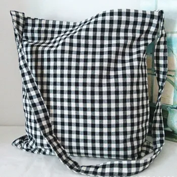 

Grid Shoulder Bags Environmental Shopping Bag Tote Package Crossbody Bags Zipper Purses Casual Handbag For Women