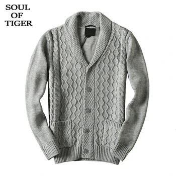 

SOUL OF TIGER 2019 Korean Fashion Men Vintage Knitted Cardigans Male Oversized Casual Sweaters Winter Thick Warm Clothes XXXXXXL