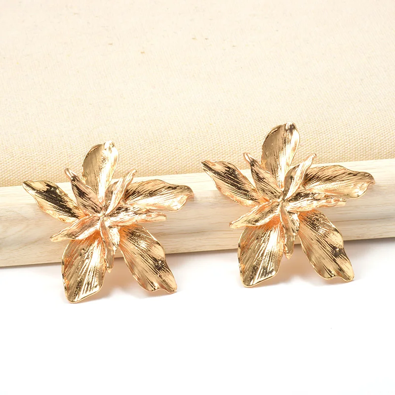 ZA Новое поступление модные двойные висячие серьги с цветами массивные металлические Золотые Серьги Brincos Ювелирные аксессуары для женщин