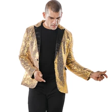 Мужской Блестящий блейзер с золотыми блестками, мужской блейзер для ночного клуба, костюм для свадебной вечеринки, одежда для певцов