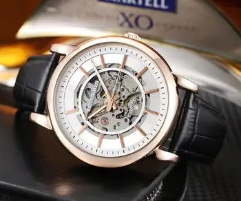 

aaaWatch men's fashion hollowed out automatic mechanical watch, high quality high quality calfskin leather strap.