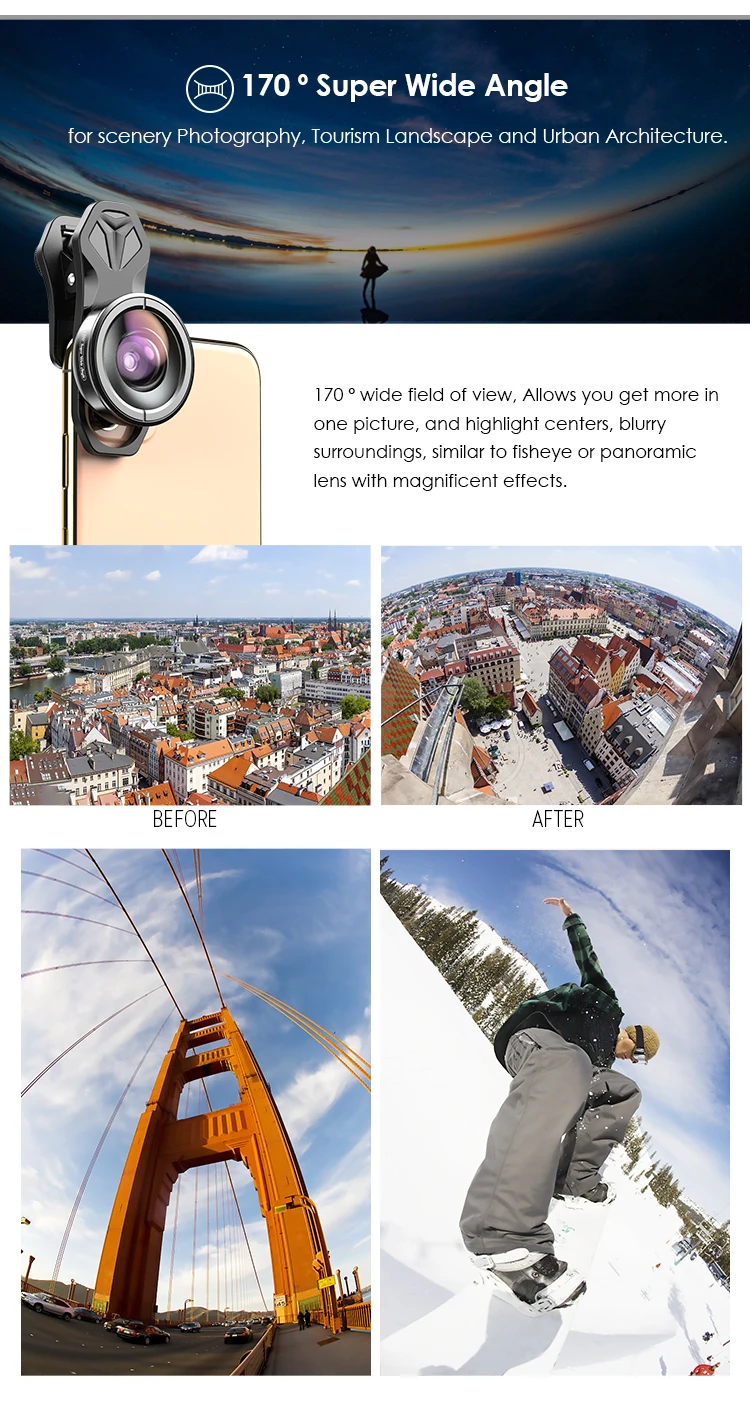 APEXEL HD 5 in 1 Camera Phone Lens 4K Wide Macro Lens Portrait Super Fisheye Lens CPL Filter for iPhone Samsung all cellphone 4 lens camera phone