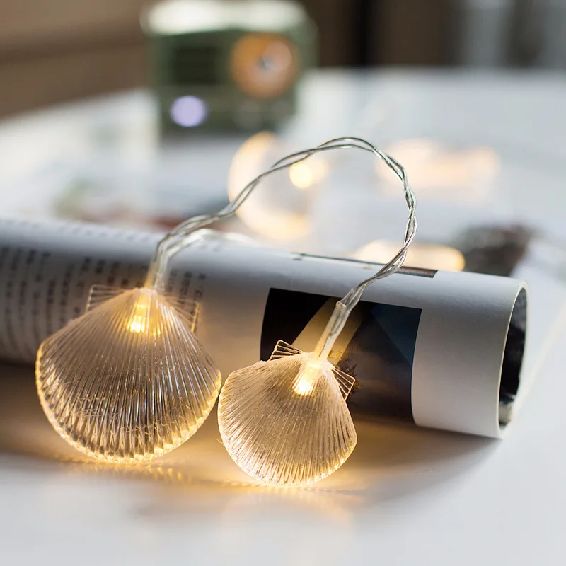 Shell Twinkly Light String Garland LED String Fairy Lights Chanukah Christmas Decorations For Home Tree Lamp Party Bedroom Conch