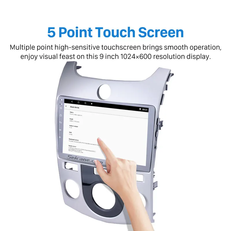 Clearance Seicane Android 9.0 9" Quad-Core Car Radio Touchscreen GPS Multimedia Player for 2008 2009 2010-2012 KIA Forte MT with FM 3