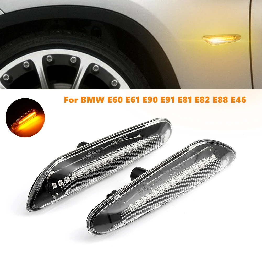 2pcs Dynamic Flowing Led Turn Signal Side Marker Light Blinker Sequential Lamp For Bmw E60 E61