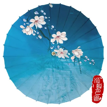 

Blue Love Background Wedding Umbrella Handmade House Decoration Wooden Clothing Accessorie Japanese Paper Umbrella Craft