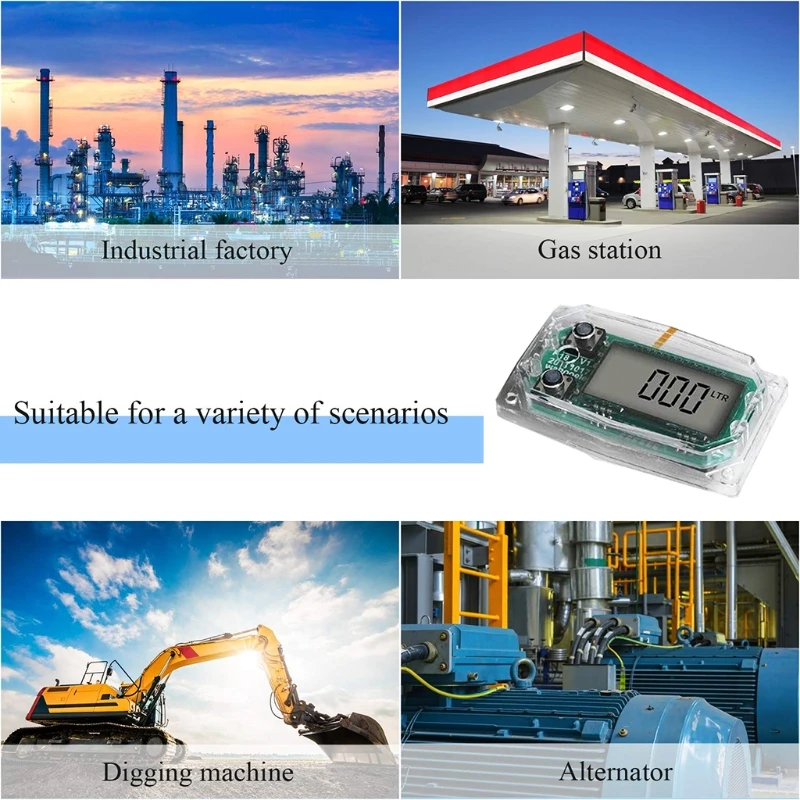 587C Turbine Flow Meter Digital Oil Fuel Flow Meter Mini Pump Fuel Diesel Counter Display Chip