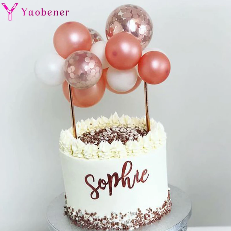 15pcs Confetti Balloon Cake Topper First Happy Birthday Decoration Adult Kids Baby Boy Girl My 1st One Year Party Table Supplies Banners Streamers Confetti Aliexpress