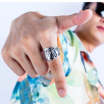 

Stainless steel ring men rings for men luxury brand fashion trend Magician retro Texas playing card Titanium Steel finger ring