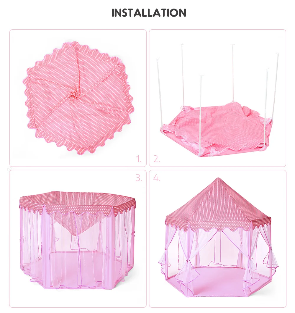 Large Princess Play Tent Castle Tulle Children Game House