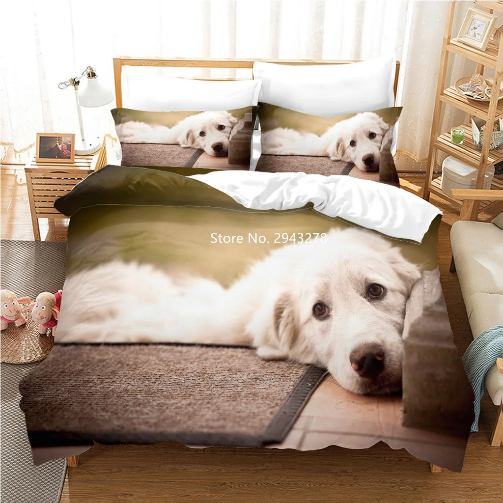 Cute Doggie Series Bedding Deluxe Full-size Duvet Covered Pillowcase Linen Adult Children Bedroom Decor with Colorful Print