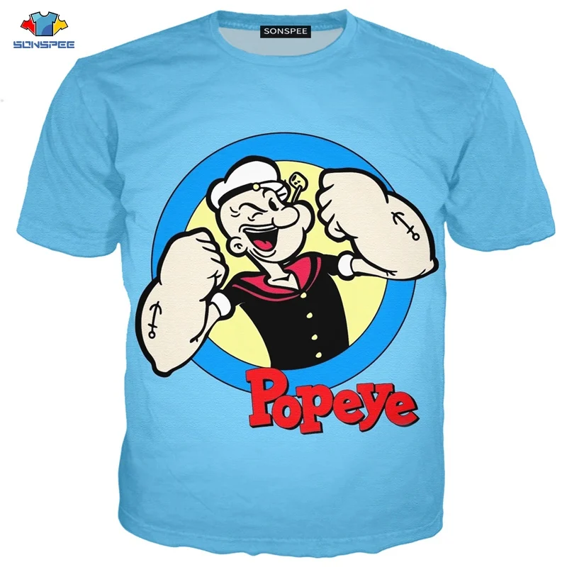 SONSPEE/3D Летняя мужская футболка для фитнеса; забавная футболка в стиле аниме Popeye; футболка с надписью «Pipe Гангстер Brother»; крутая Детская футболка с капитаном курением