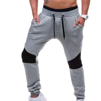 

Pants men sports pants casual fitness jogging pants pants fashion contrast color stitching pocket elastic waist pants