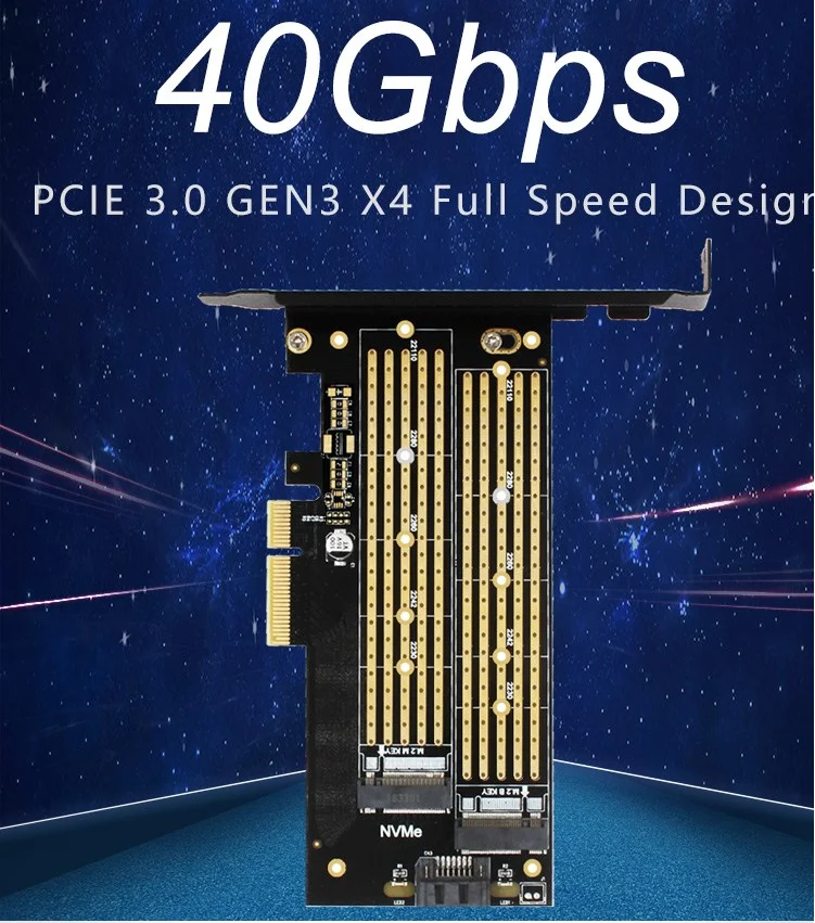 PCIE к M.2 SATA+ NVME карта расширения с двойным диском M.2 Накопитель SSD с протоколом NVME NGFF к PCI Express X4 карта адаптера M Key plus B ключ двойной интерфейс карты