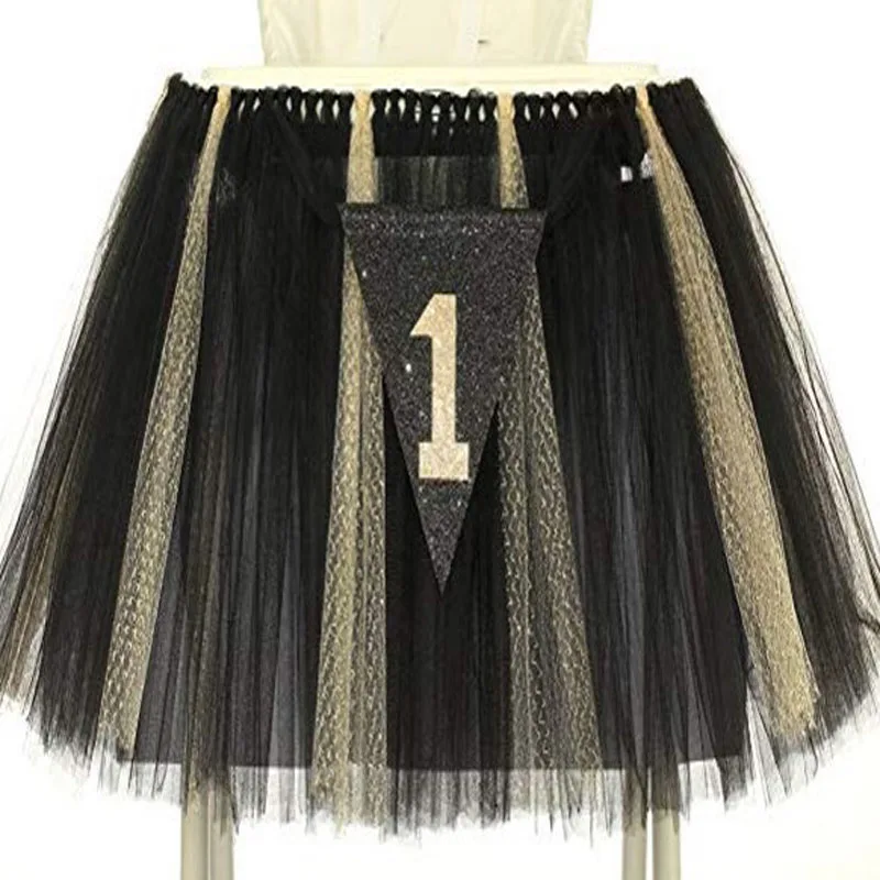 

Chiffon Tutu Table Skirts Baby Shower High Chair Decoration Event Party Dining Chair Cover