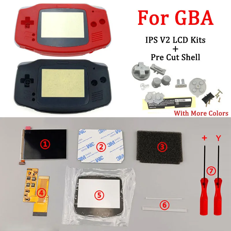 Ips V2 ЖК-экран с предварительно вырезанной оболочкой чехол для GBA подсветка lcd