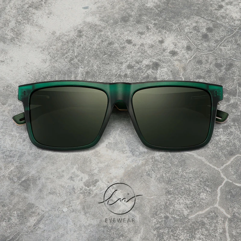 

LM Bamboo Natural Wooden Handmade Square Sunglasses Men Polarized Sun Glasses Mirror Flat Lens Driving UV400 Eyewear For Women