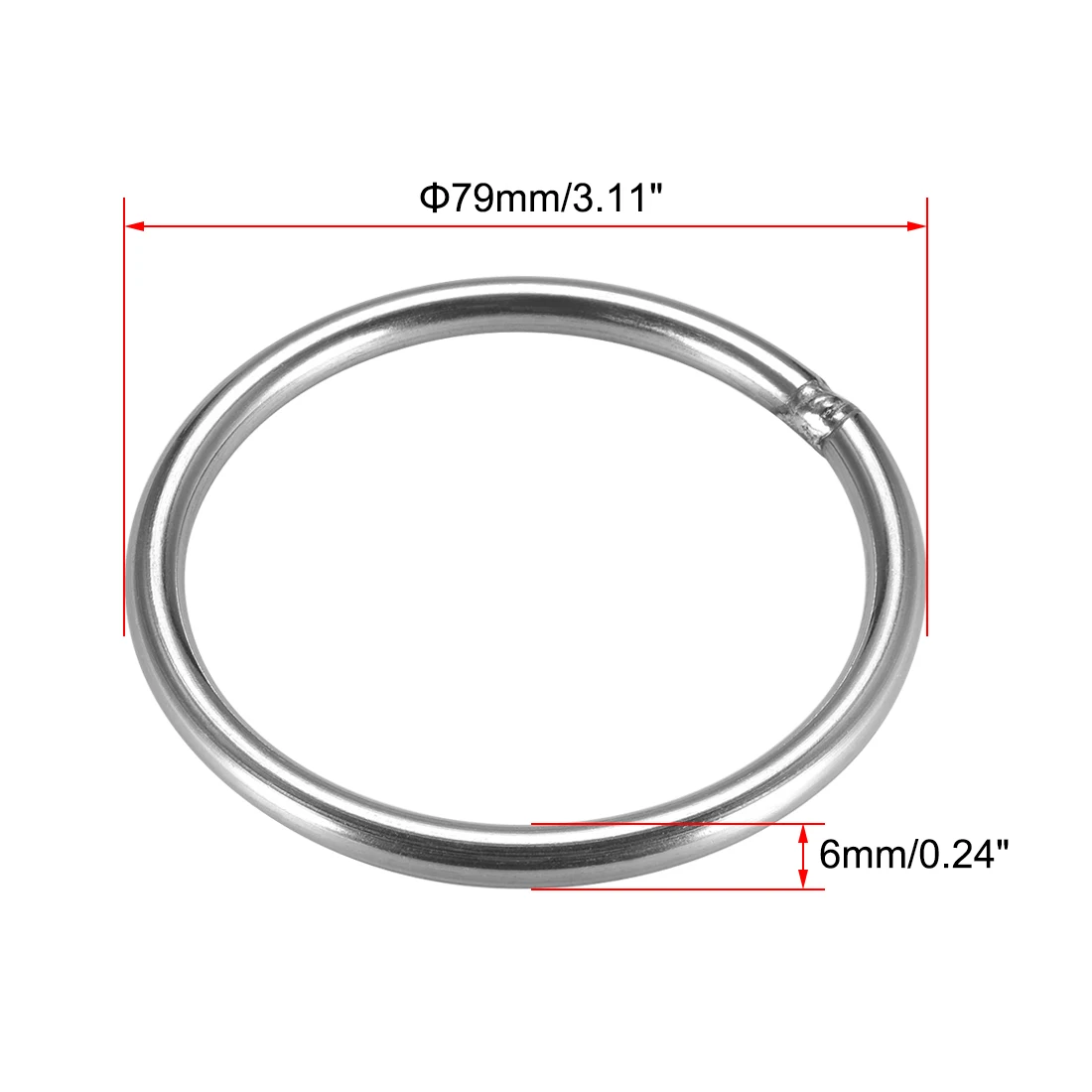 Stainless Steel Welded O Ring 30/40/50/60/79/80/90/100mm Outer Diameter 3-8mm Thickness 2pcs