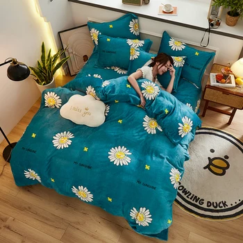 

Floral Duvet Cover set & Pillowshams/Cushion Cover Microfiber Flannel Lovely Printed Soft Bedclothes New Arrival Bedding Set