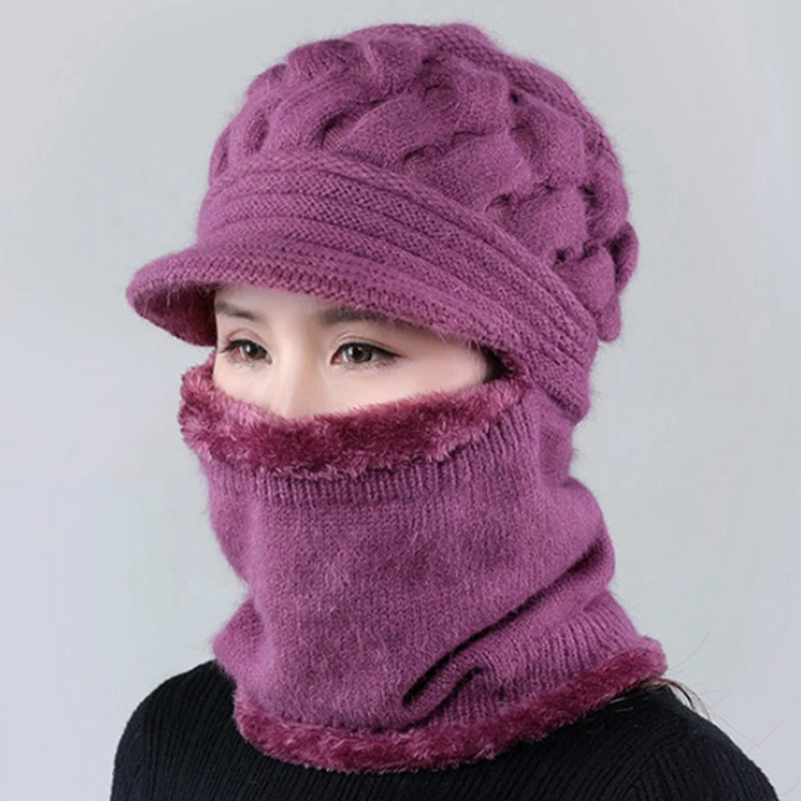 Womens Beanie Winter Hat Scarf Set Slouchy Warm Snow Knit Skull Cap Outdoor Hat, Warm & Comfortable