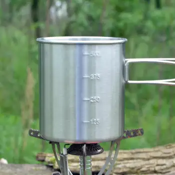 

free shiping Heecn outdoor stainless steel mug With capacity scales , camping cup folding handle stainless steel cup 500ml